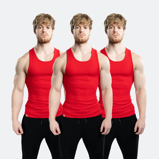 Red 3-Pack Premium Men’s Cotton Spandex Tank Tops